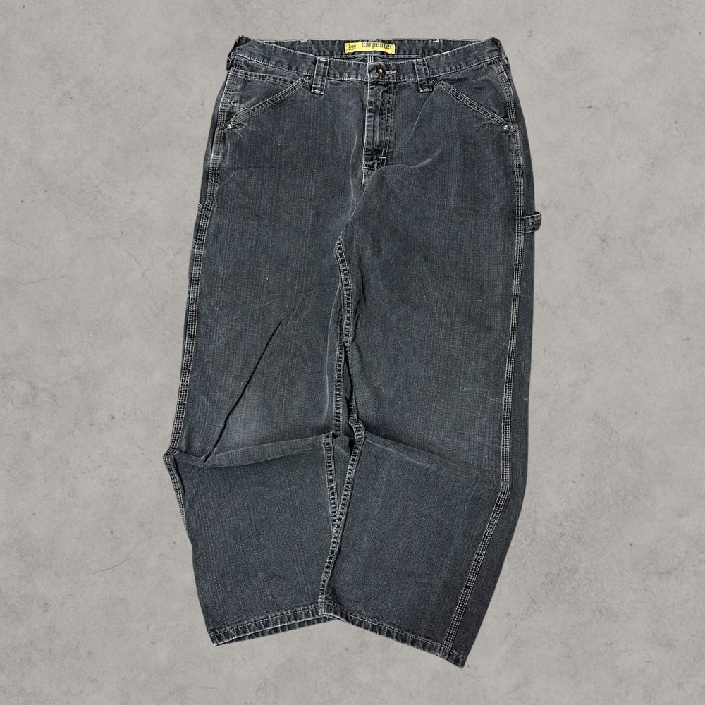 Lee Jeans Mens 34x30 Black Dungaree Carpenter Y2K Vintage Baggy Skater Workwear - Picture 2 of 10